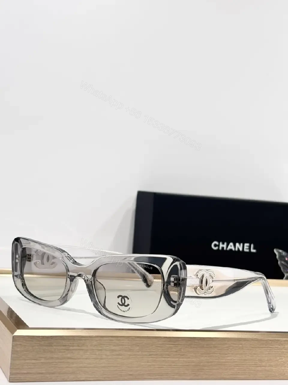 View 5 of Translucent Frame Sunglasses with Rose Lenses, Signature Luxe