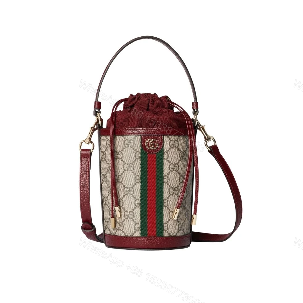 Gucci Ophidia Mini Bucket Bag Beige And Dark Red 20Cm — view 1