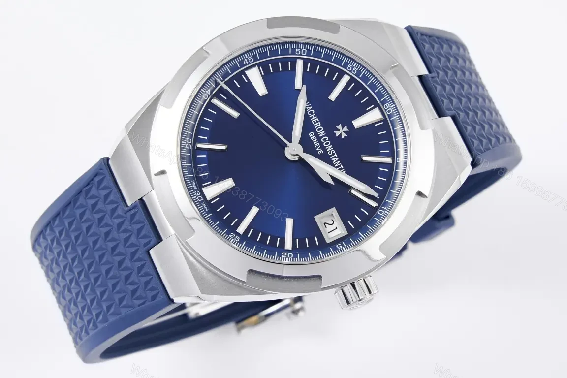 View 8 of 8F Factory Vacheron Constantin Overseas 4500V Series – Blue Dial Stainless Steel Watch with Blue Rubber Strap, 41mm