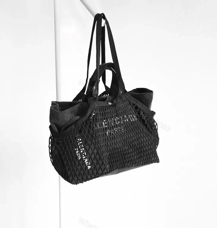 View 8 of Netted Carryall: Balenciaga-Inspired Everyday Tote with Pouch