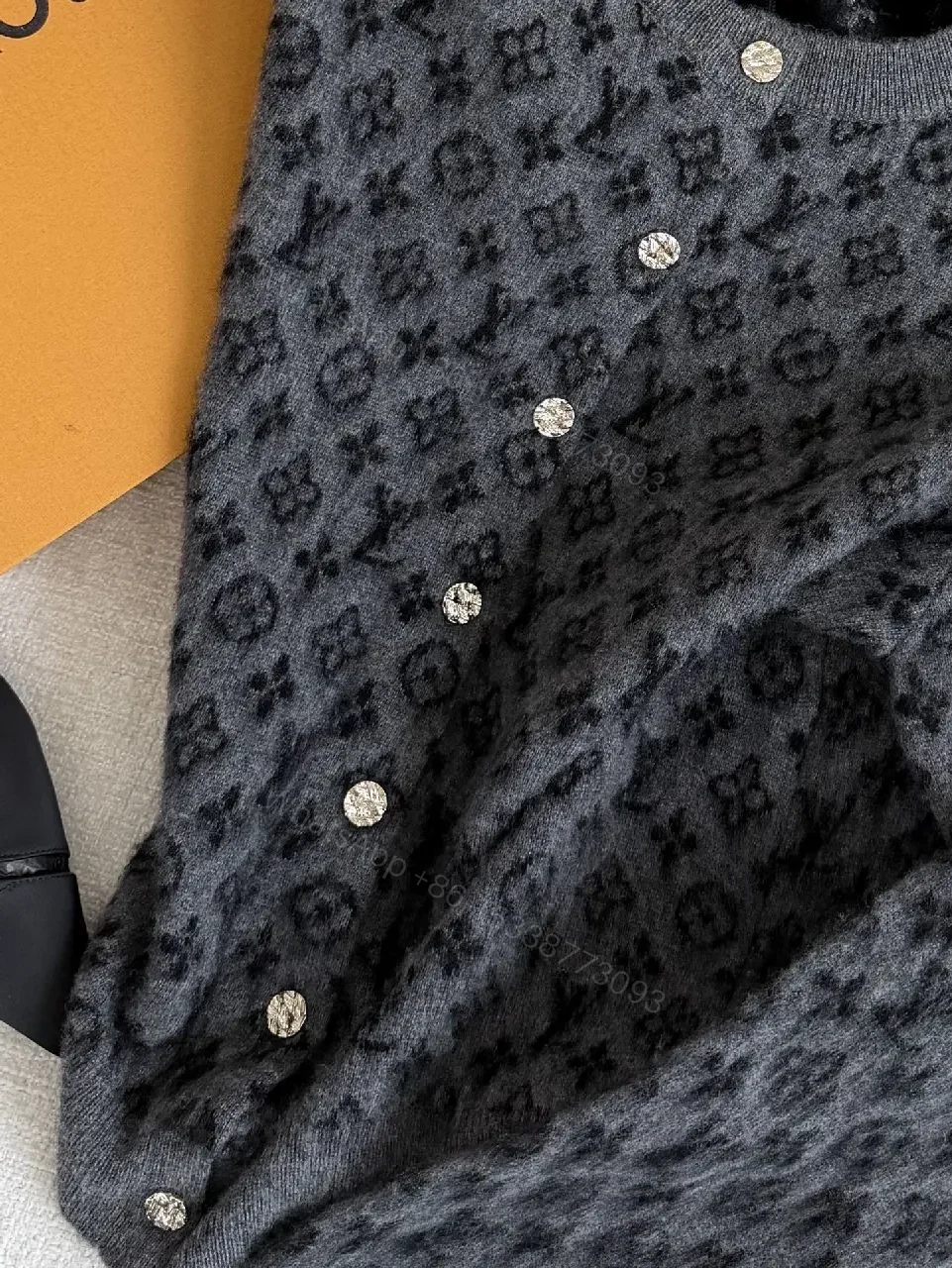 View 4 of Lux Patterned Wool Knit Cardigan: Designer-Inspired Texture