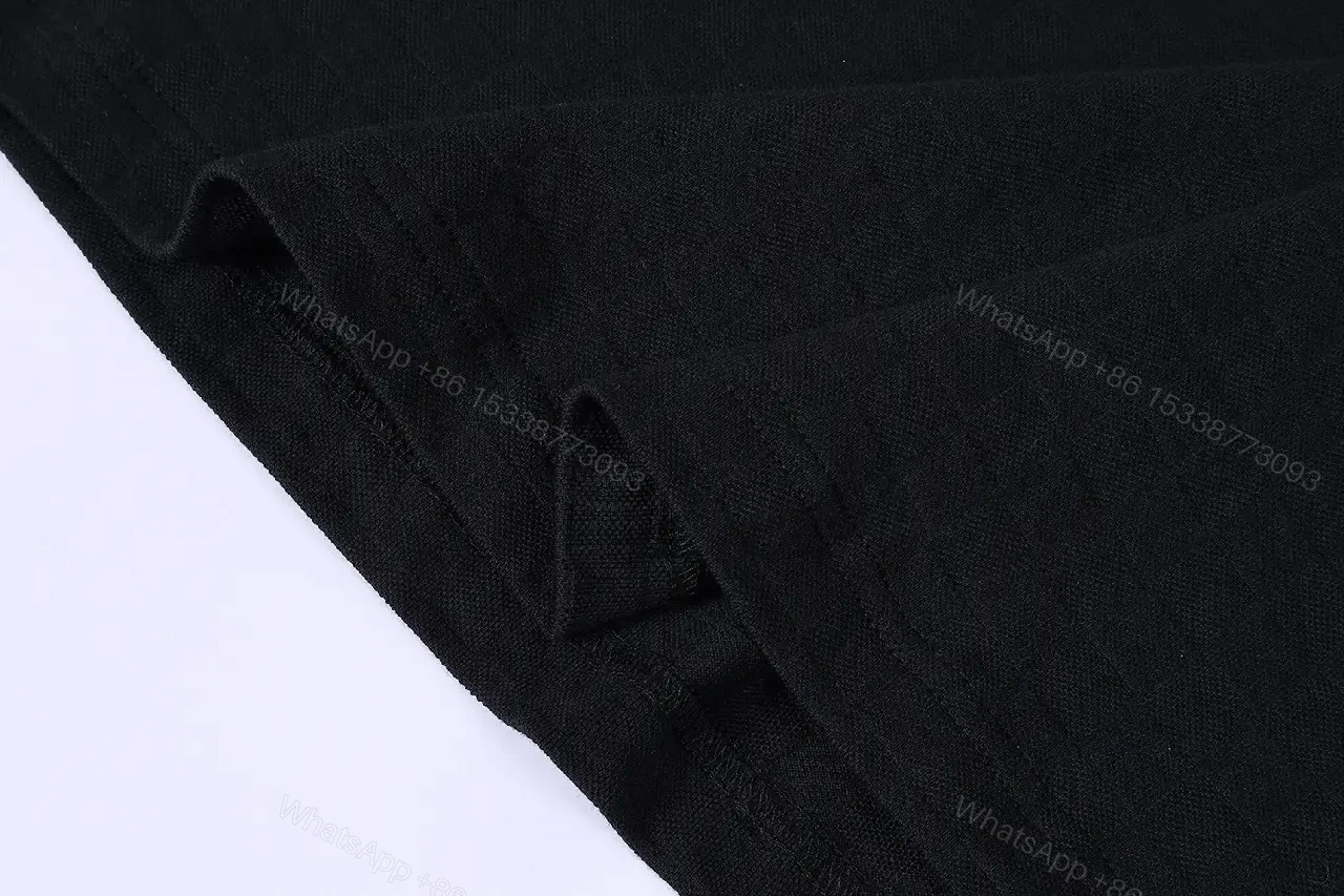 View 10 of Black Cotton Graphic Tee with Gold Logo Bar