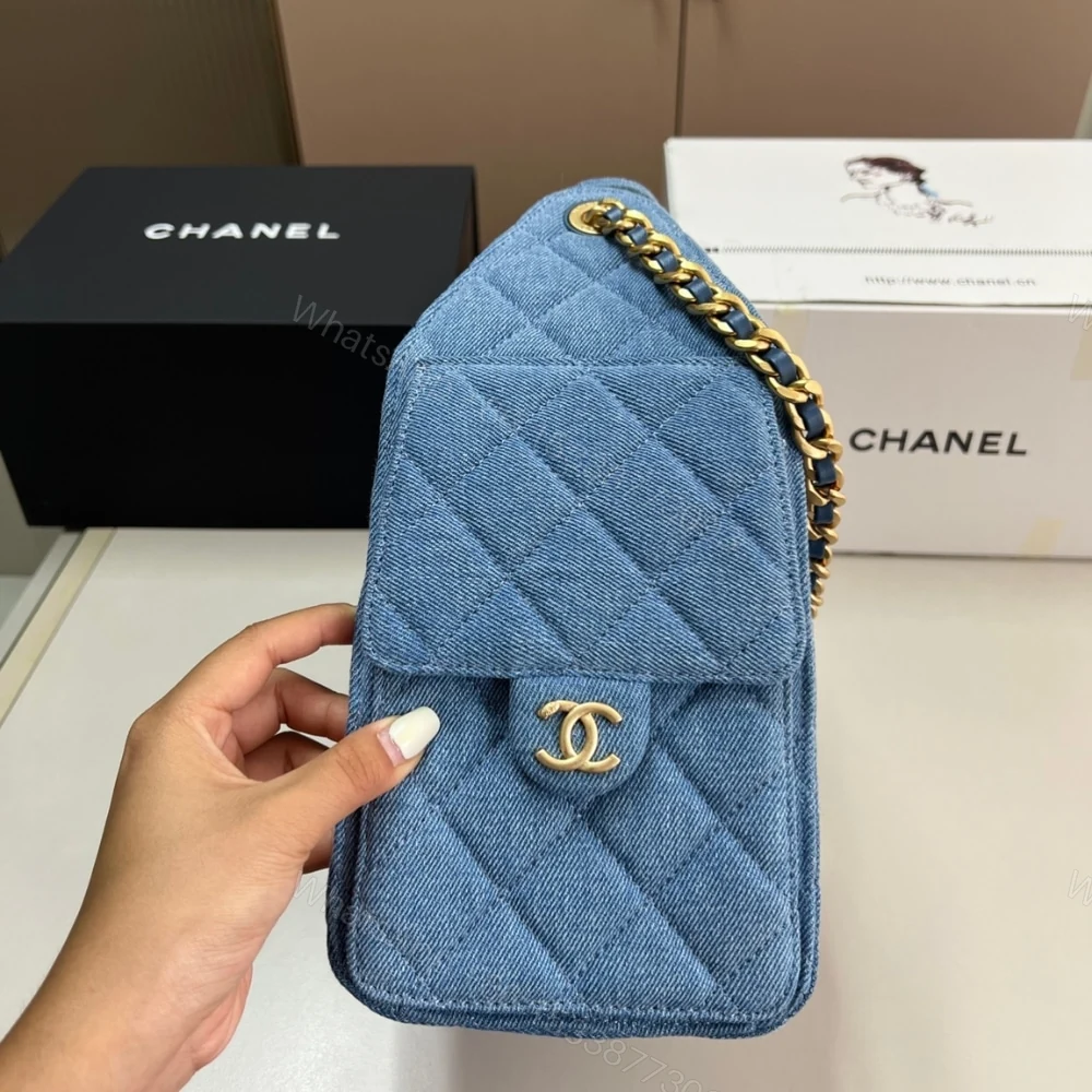 View 4 of Chanel 25 Small Handbag Washed Denim Blue 25Cm AS5293 B20603 U0475