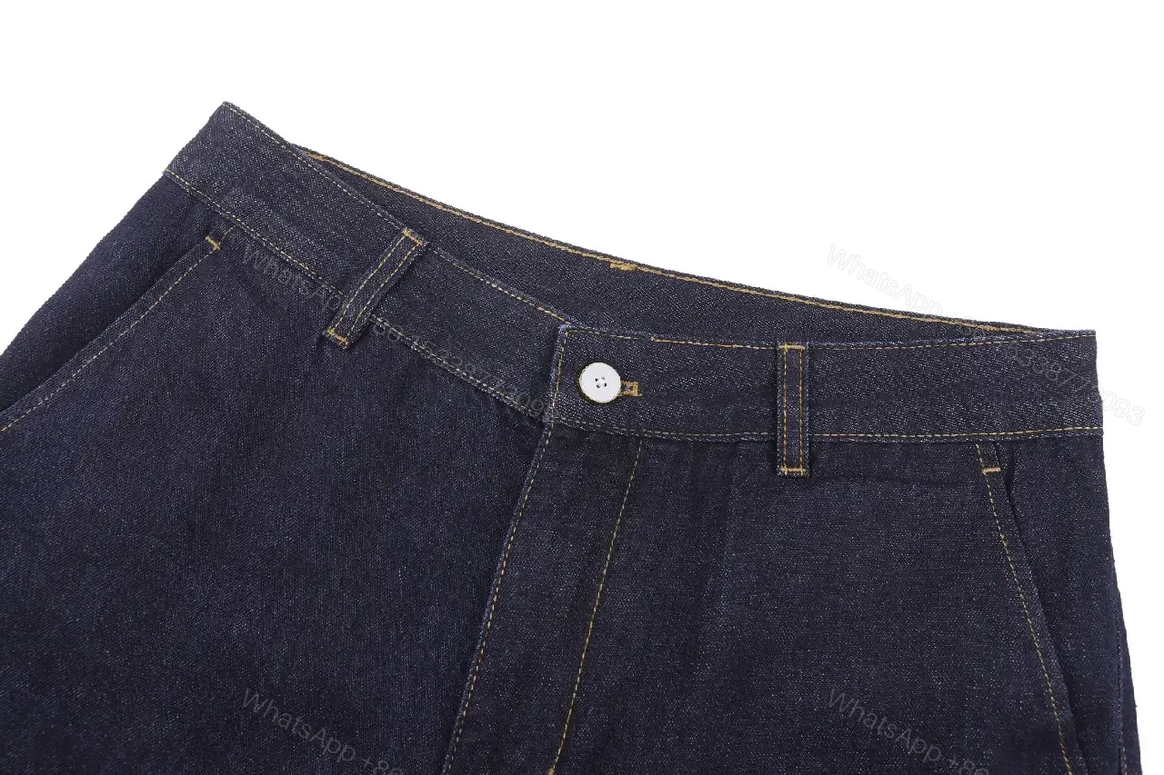 View 8 of Navy Denim Bermuda LV Logo Shorts