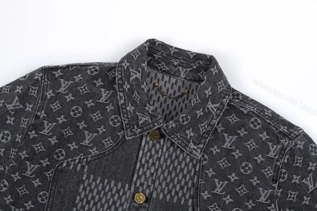 View 4 of Monogram Patchwork Denim Jacket: Modern Texture & Signature Detail