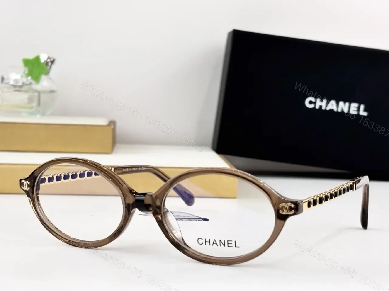 View 3 of Chic Gray Acetate Round Glasses - Discreet Luxury Eyewear