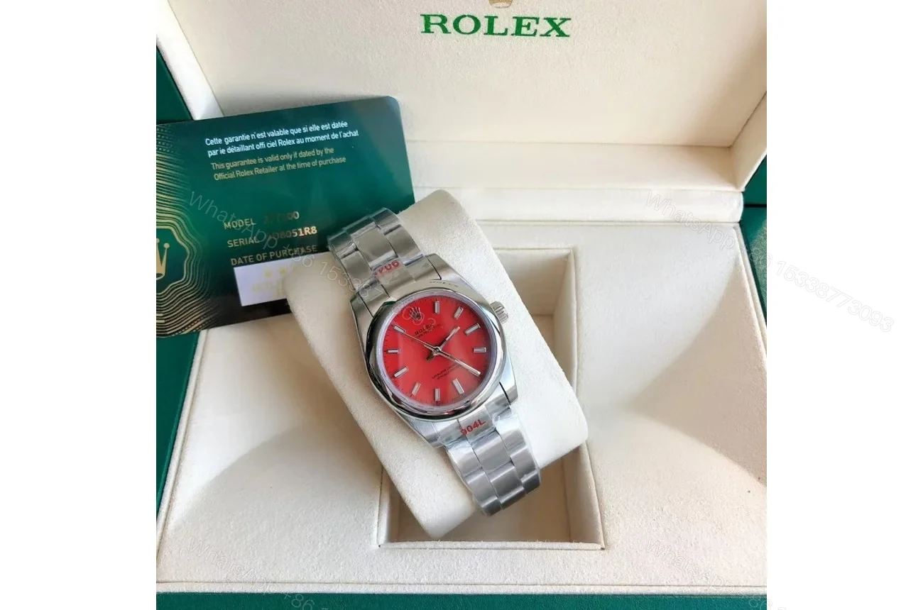 View 5 of Replica Rolex Oyster Perpetual SS/SS Red/Stk 31/41 mm