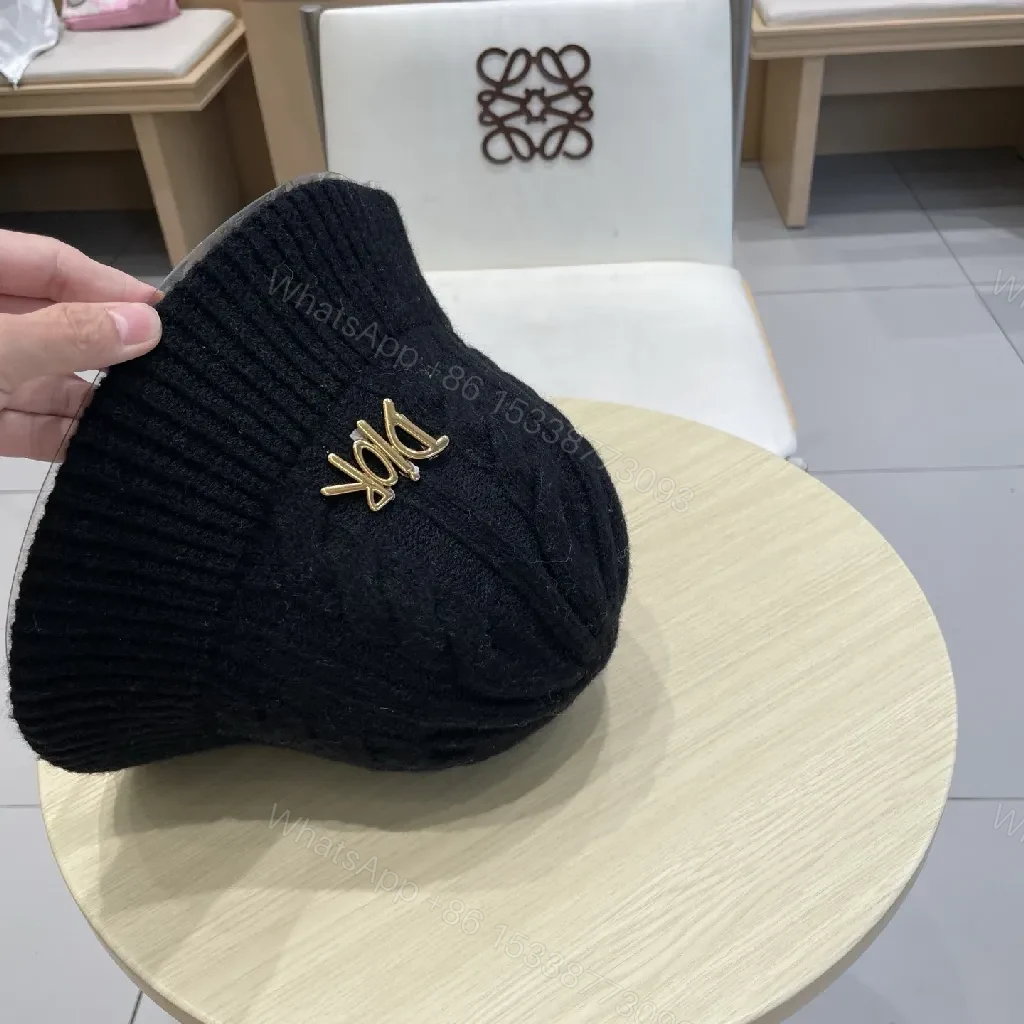 View 2 of Black Knit Bucket Hat Gold Lettering - Luxe Style Cap