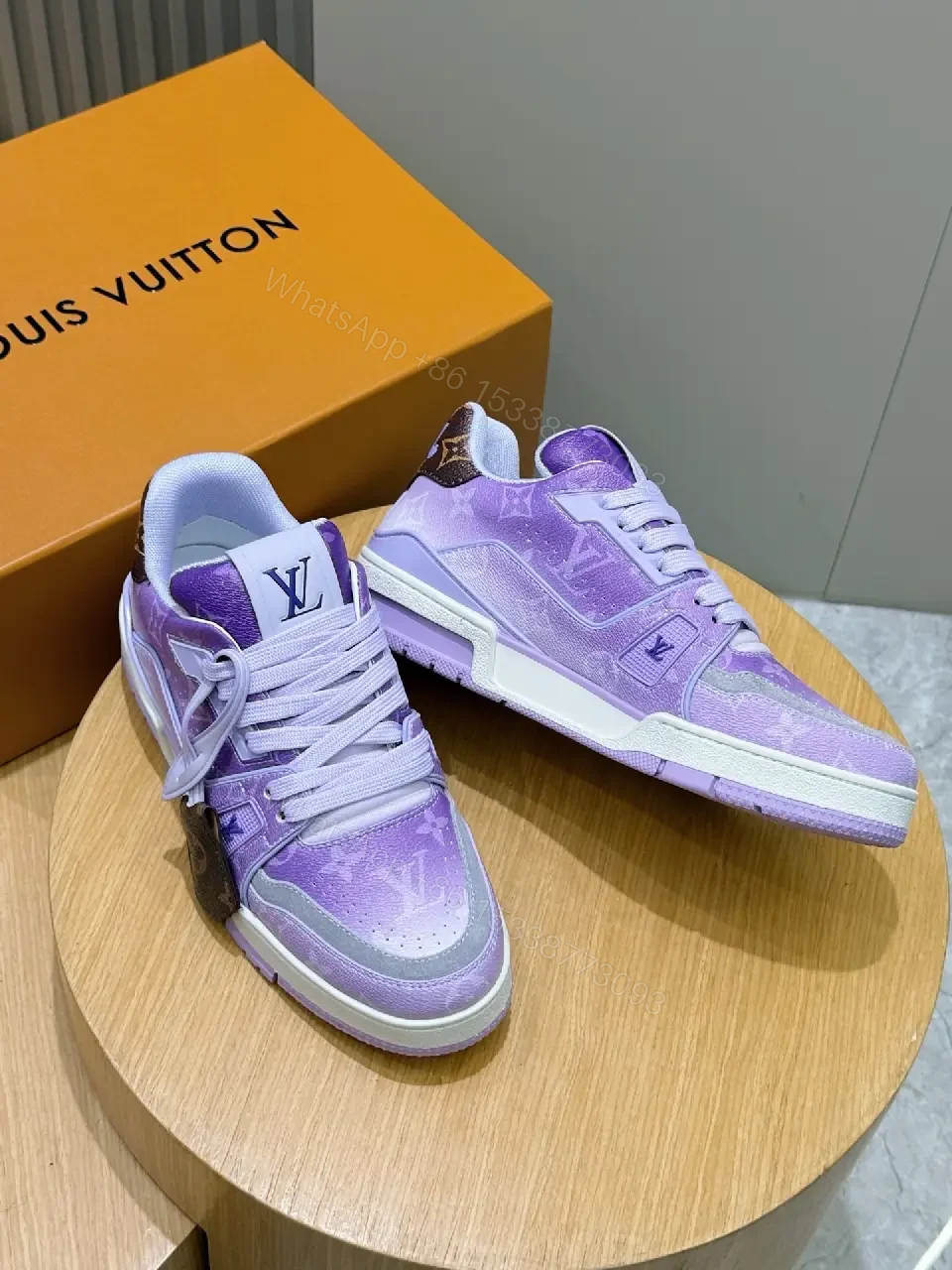 View 8 of Lavender Gradient Luxe High-Tops with LV-Inspired Detail