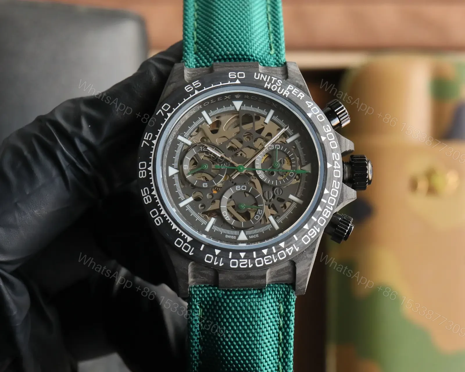 View 9 of Rolex Daytona Skeleton Carbon Red Strap Edition 40mm RG-DAYTONA-SKELETON-CARBON-RED