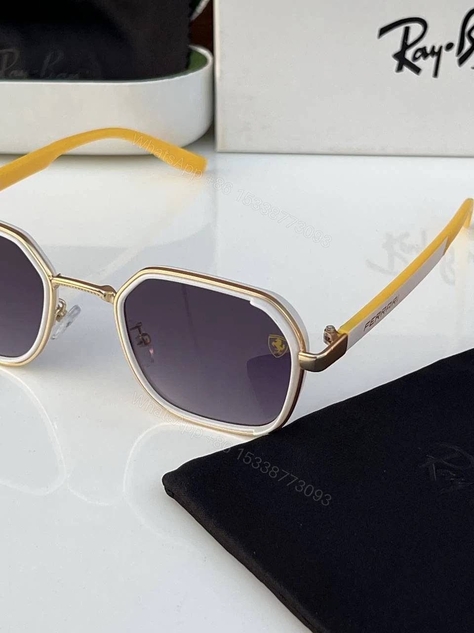 View 5 of First Copy RayBan 8810 Gold Yellow Sunglasses