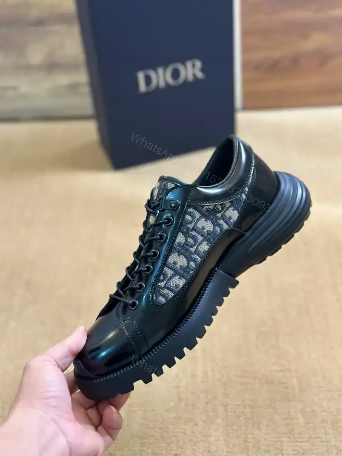 View 10 of DIOR COMBAT DERBY SHOES BLACK POLISHED CALFSKIN WITH BEIGE AND BLACK OBLIQUE JACQUARD – CD196