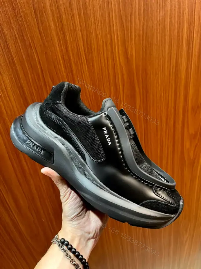 View 2 of PRADA BRUSHED LEATHER SNEAKERS BIKE FABRIC SUEDE – PRD013