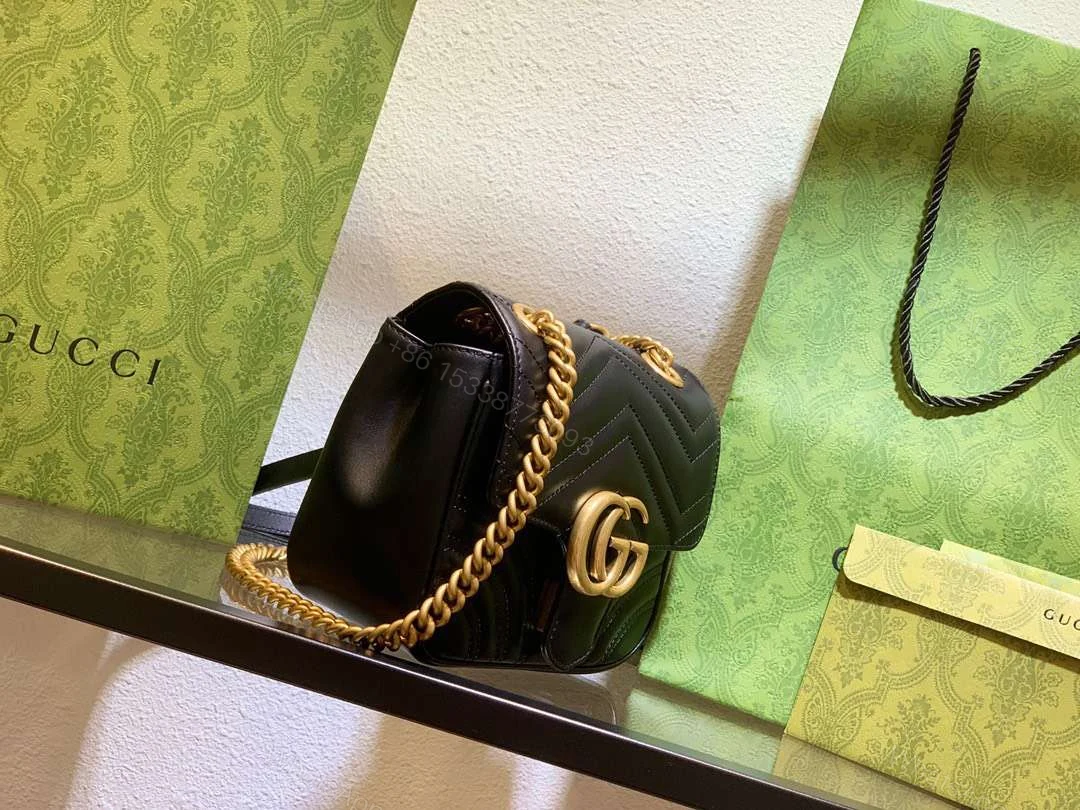 View 7 of Gucci Marmont Rep 11 Women’s Handbag High Quality Black 20cm