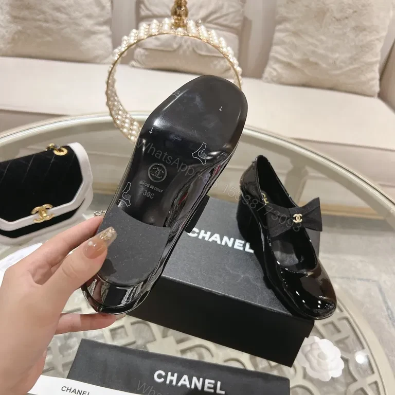 View 2 of Chanel-Inspired Black Patent Bow Loafers â€“ Signature Comfort