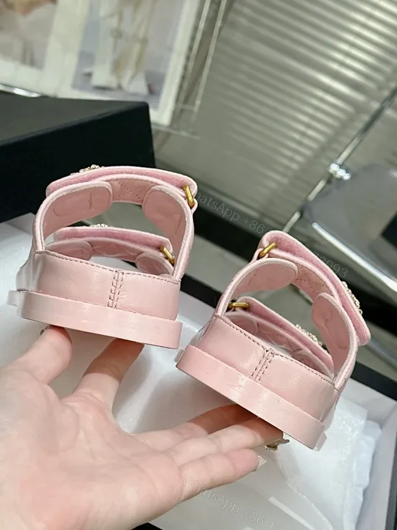 View 7 of Chanel-Inspired Pink Leather Slides â€” Luxury Comfort