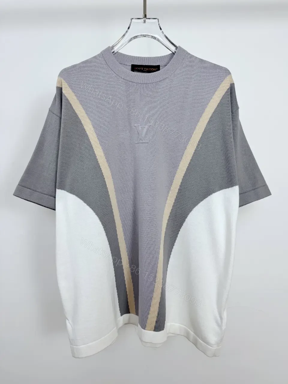View 2 of Oversized Color-Block Tee: Subtle LV-Inspired Luxe Comfort