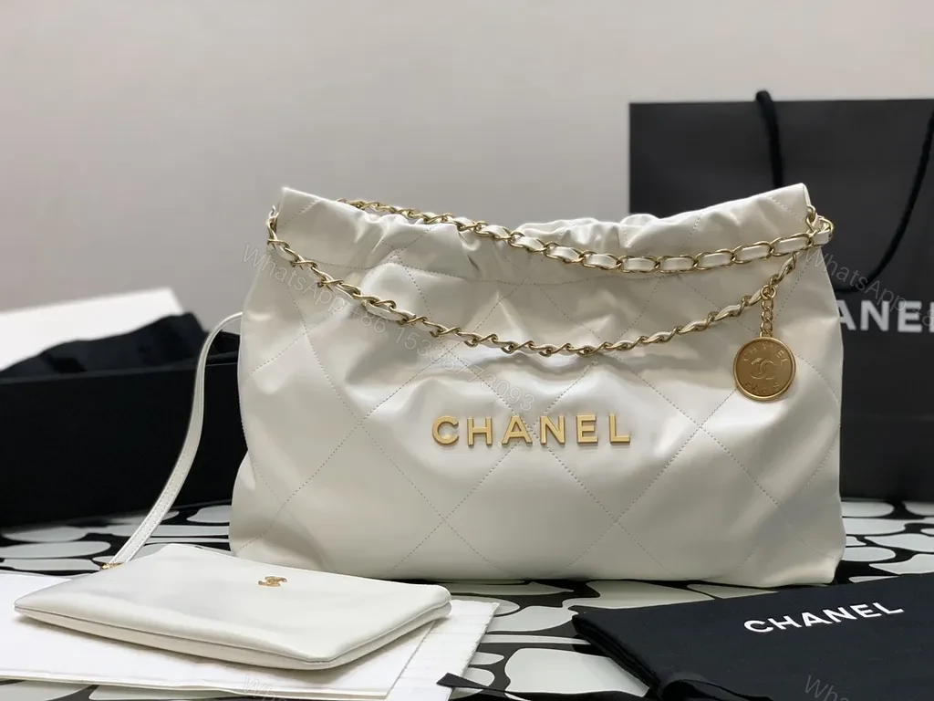 View 4 of Gold-Chain Quilted Chanel-Inspired Shoulder Bag