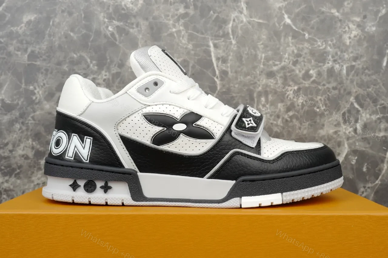 View 4 of Chunky White & Black Leather High-Tops — Luxury Comfort Sneakers