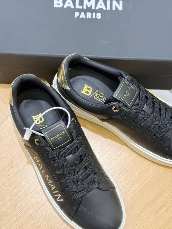 View 3 of Black Leather Low-Top Sneaker â€” BALMAIN Luxury Comfort