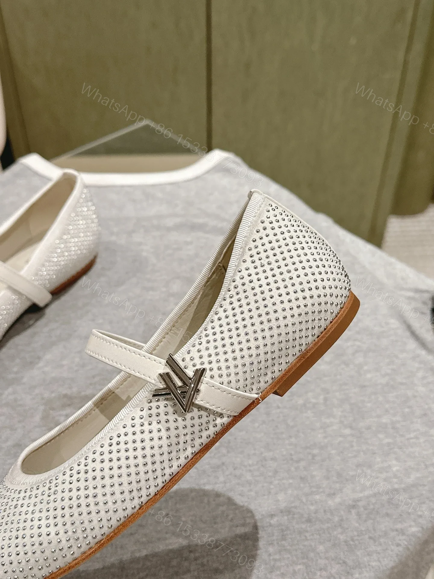 View 5 of LV Women White Mesh Mary Jane Flats