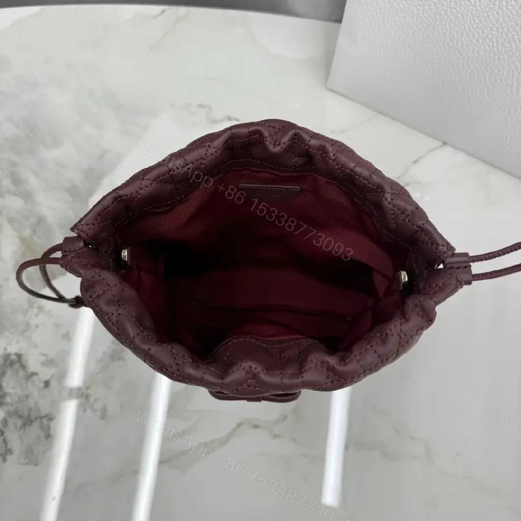 View 4 of Burgundy Quilted Drawstring Bag — Luxe Texture, Everyday Chic