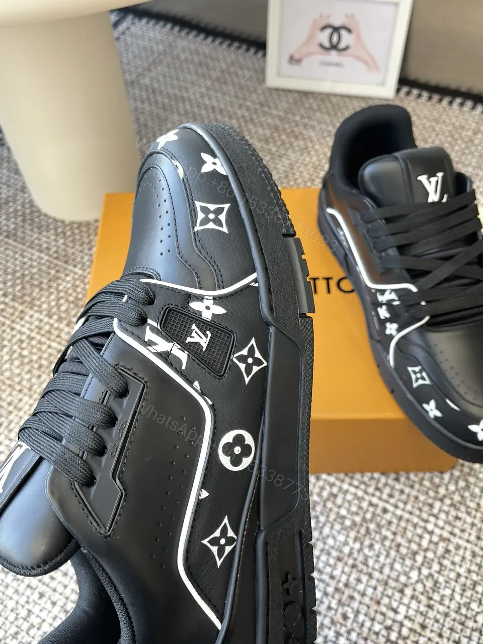 View 2 of Bold Monogram-Accent High-Tops with LV Detailing Sneakers