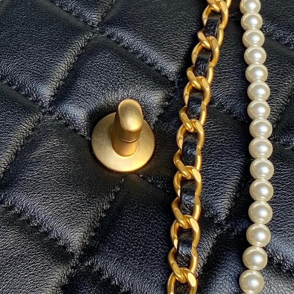 View 7 of Chic Black Quilted Mini Bag with Gold Chain