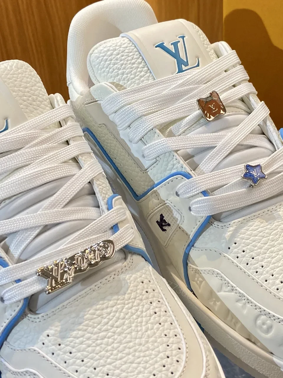 View 8 of White Lux Chic Sneakers: Perforated Upper, Designer-Accent