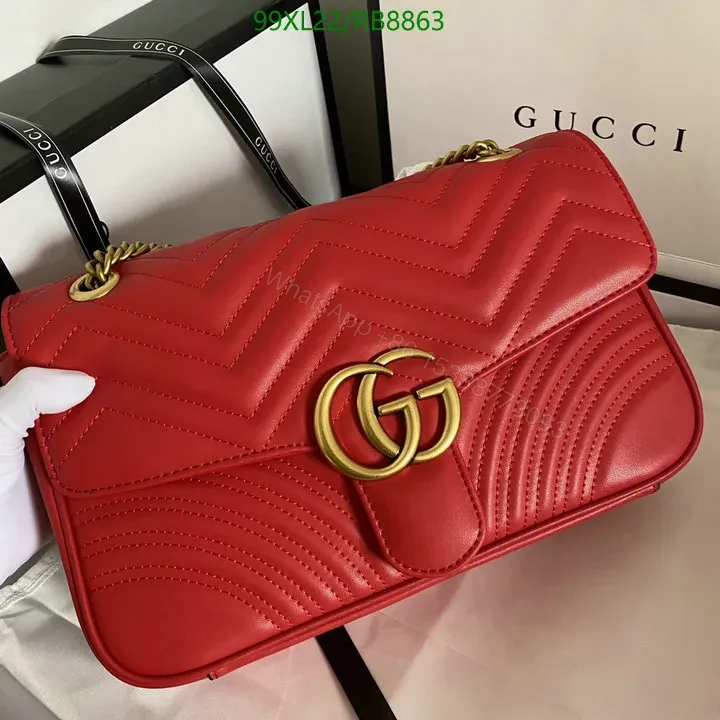 View 18 of Small Gucci GG Marmont Chain Bag in White Chevron Leather 987654