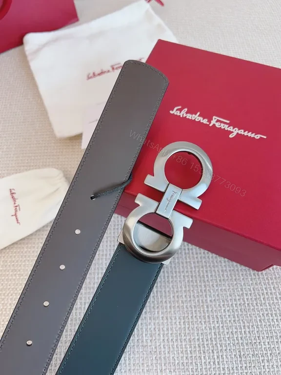 View 5 of Structured Leather Belt with Signature Ferragamo Hardware