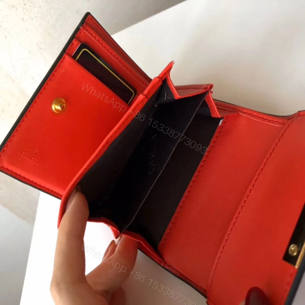 View 5 of Gucci GG Supreme Padlock Wallet Red And Beige 11Cm