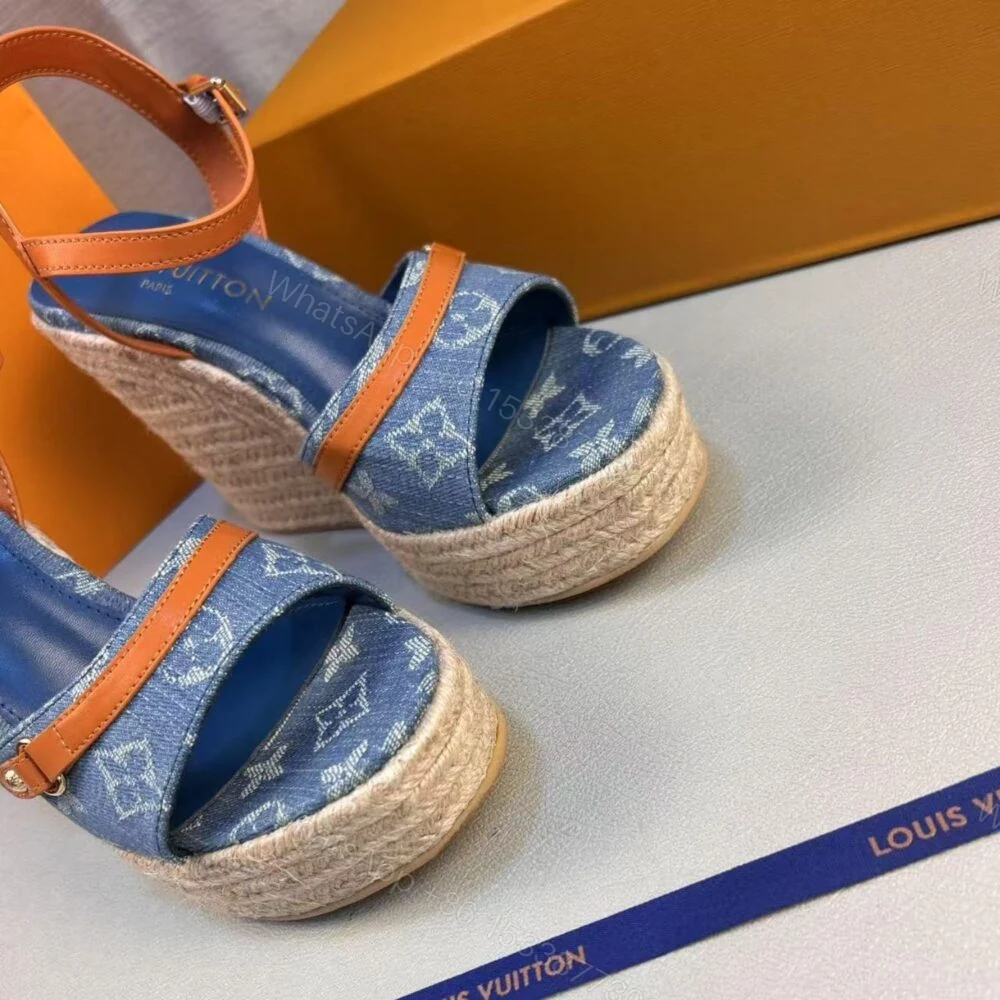 View 6 of Louis Vuitton Helios Wedge Sandal Blue 1ACIZV