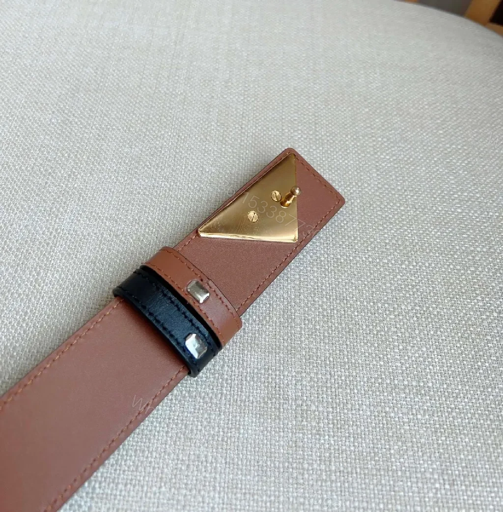 View 3 of Minimalist Leather Belt with Triangular Buckle—Premium