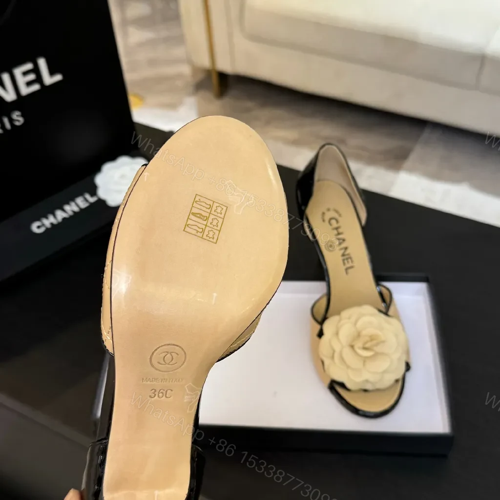 View 3 of Beige Leather Flower Slingbacks: Luxe, Comfortable, Elegant