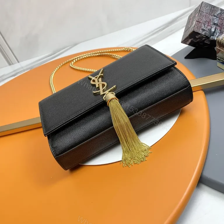 View 6 of Compact Black Leather Crossbody: YSL-Inspired Luxe Monogram
