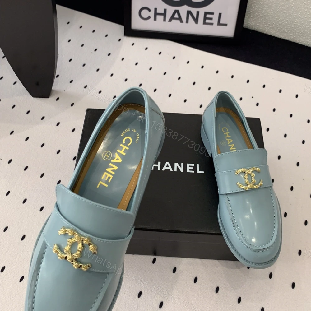 View 4 of 高仿Chanel*24S系列G45663E牛皮革樂福鞋藍色3CM免檢版