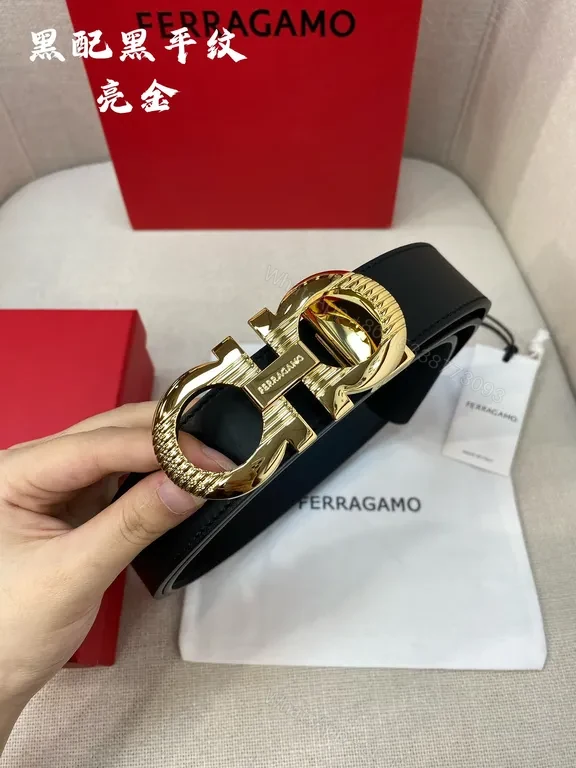 View 6 of Premium Black Leather Belt with Gold Buckle - Luxurious Day-to-Night Style