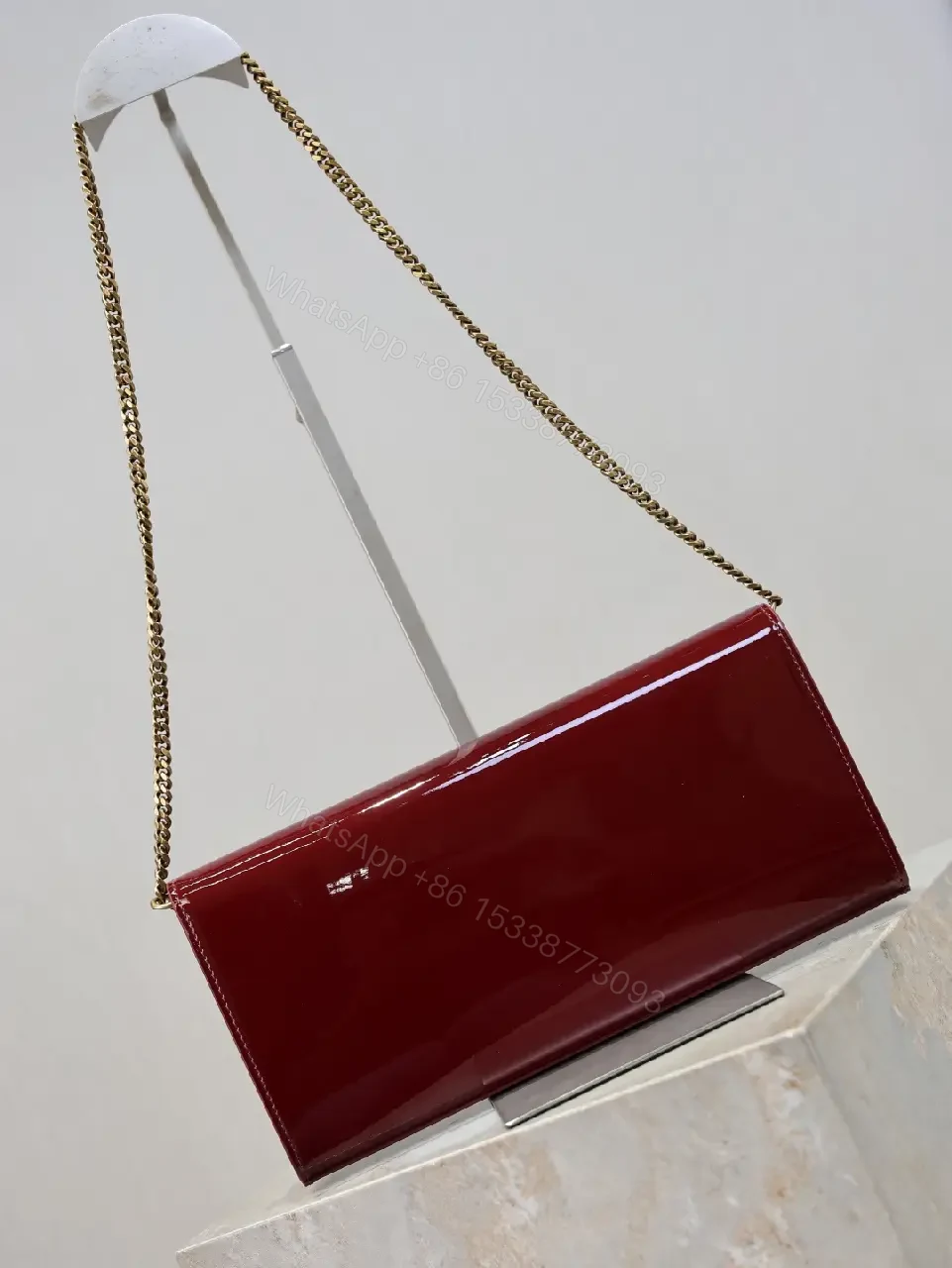View 5 of Elegant Red Patent Crossbody, Structured & Versatile Bag