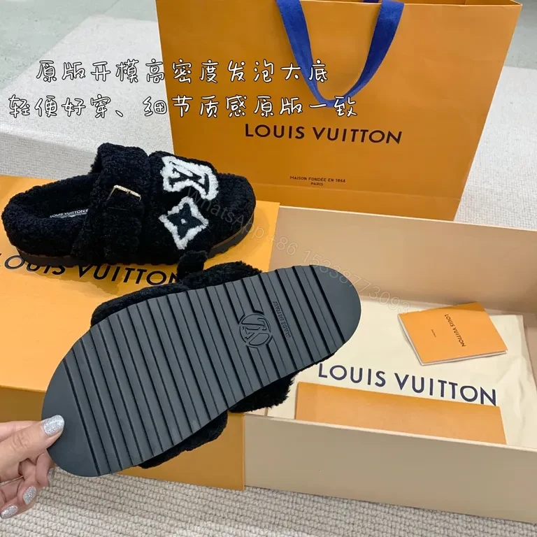 View 6 of Plush LV Slides: Cloud-Soft Comfort with Designer Flair