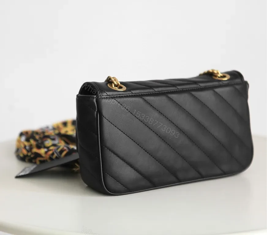 View 4 of Versace Jeans Couture Quilted Flap Bag with Gold Chain Strap