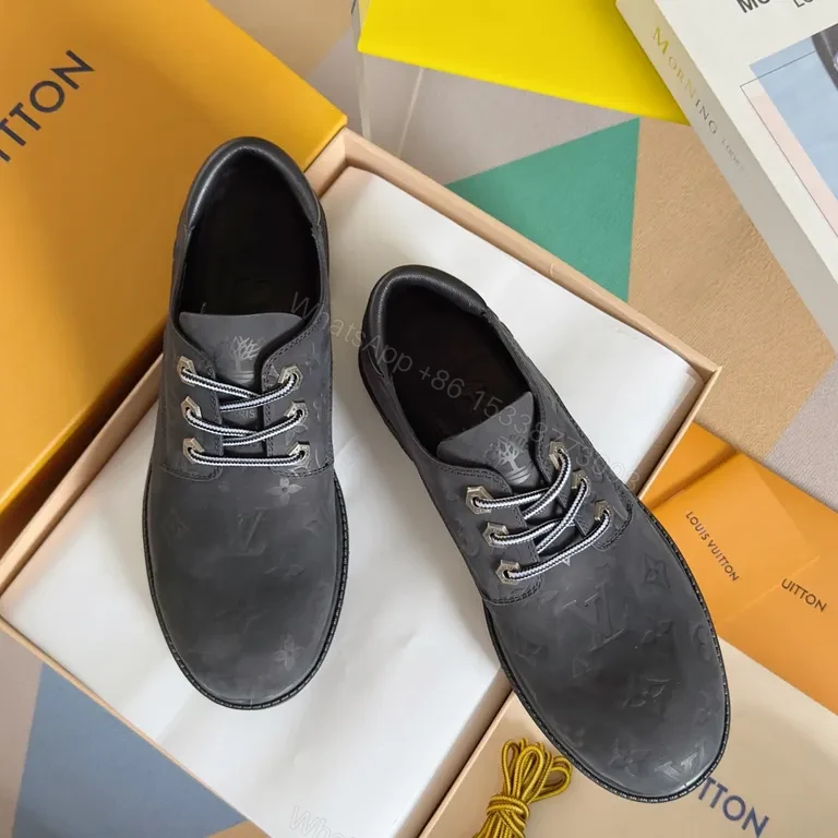 View 7 of Louis Vuitton-Inspired Monogram Leather High-Tops, Luxe Comfort Sneakers