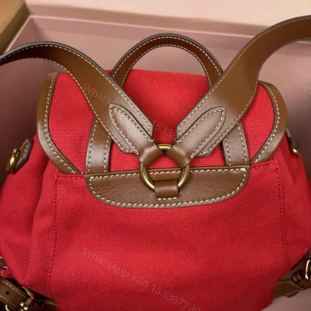 View 7 of 高仿miumiu*5BZ042棉質雙肩包紅色大號免檢版