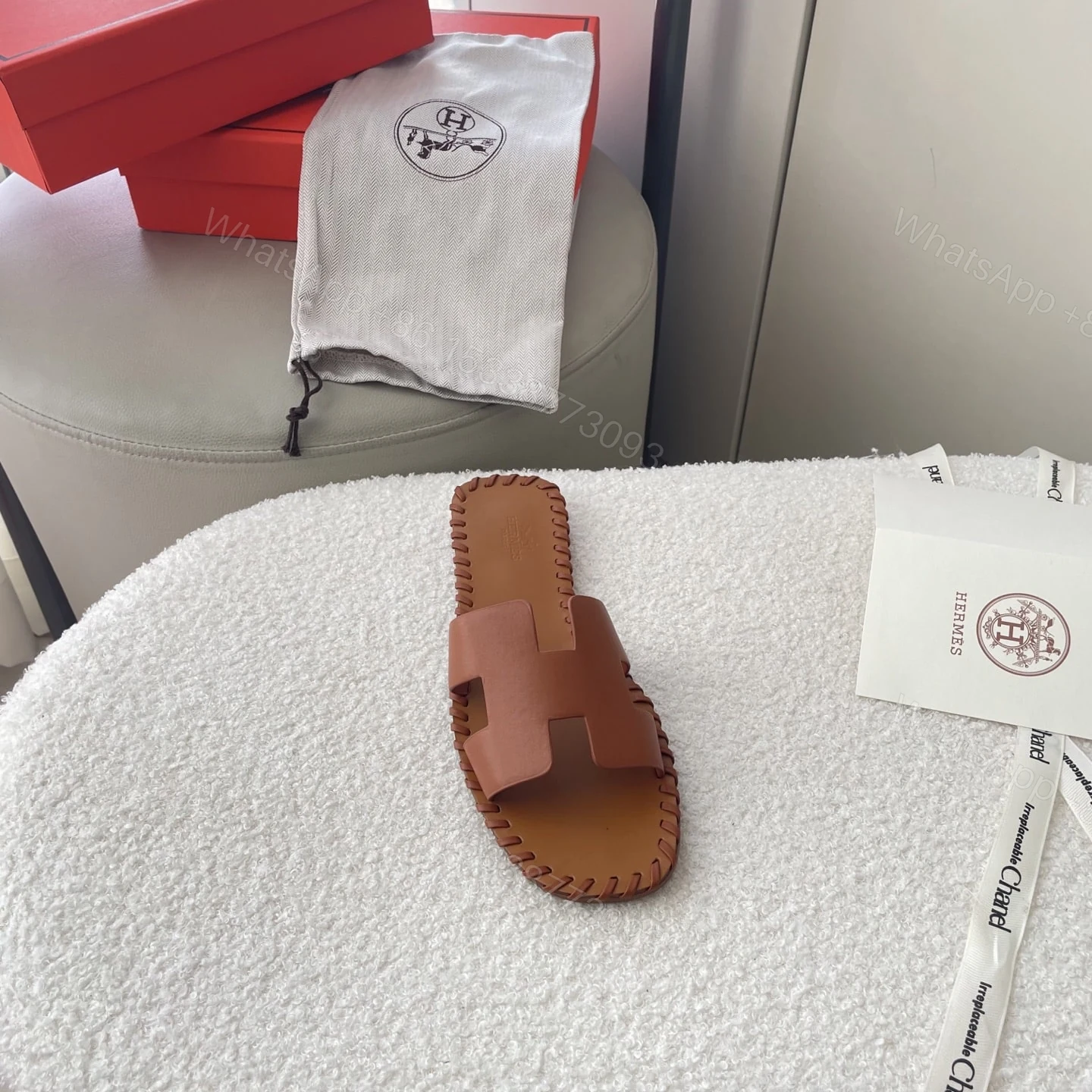 View 3 of HERMÈS ORAN SANDALS STITCHING IN BROWN