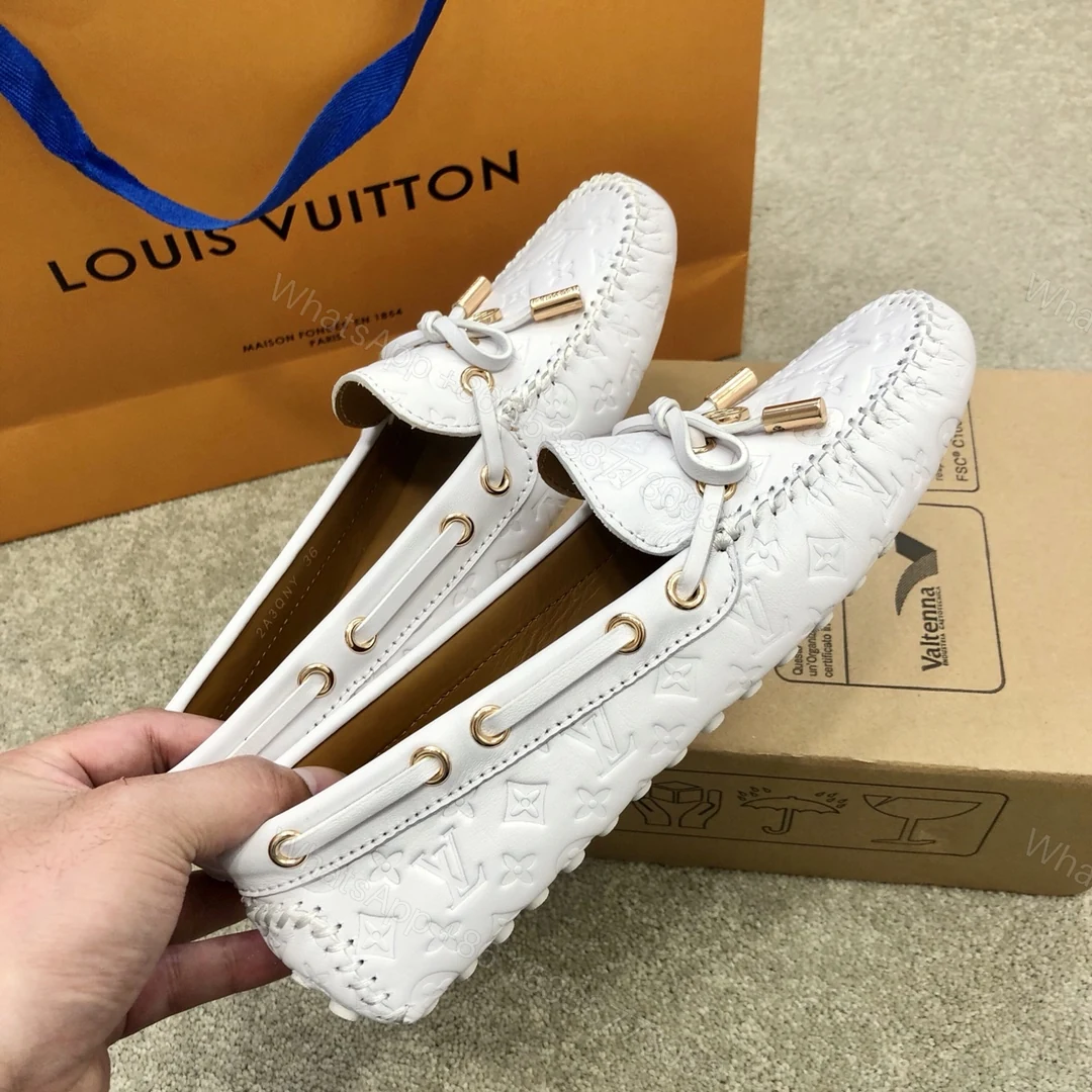 View 3 of LV WOMEN’S GLORIA FLAT LOAFERS WHITE ZOOM SHOES