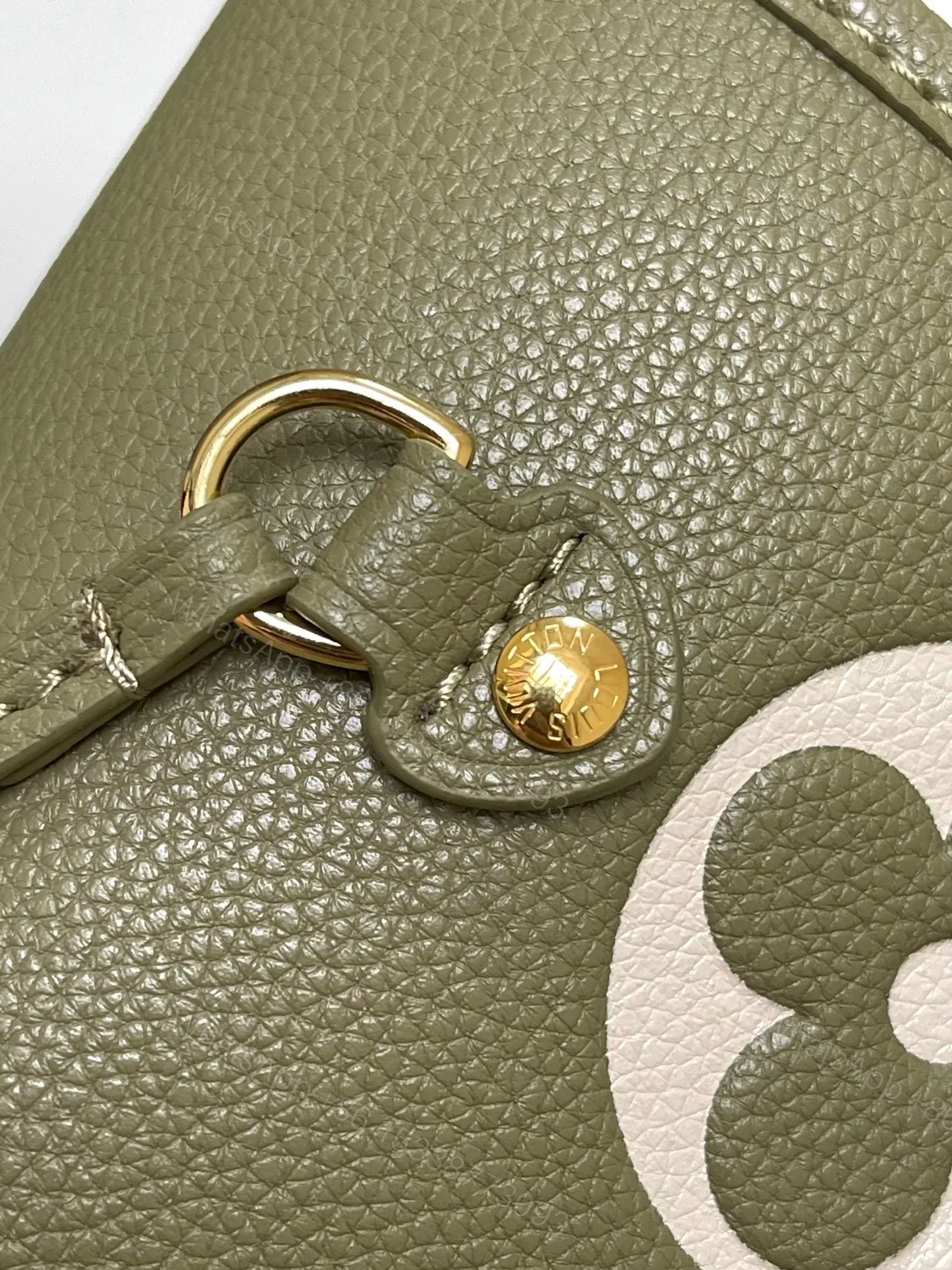 View 5 of LV NEVERFULL MM KHAKI CREAM MONOGRAM EMPREINTE LEATHER