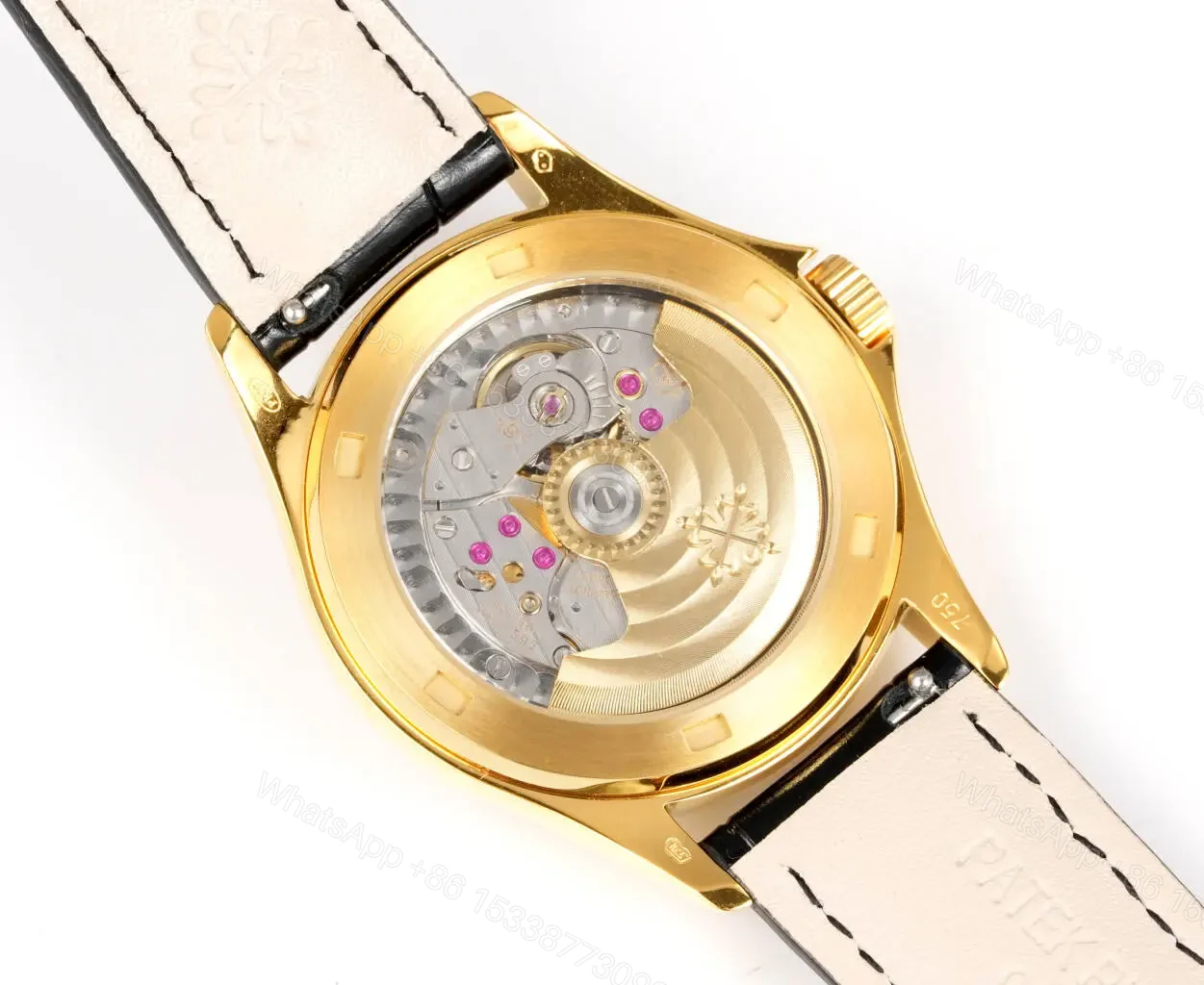 View 6 of Patek Philippe Calatrava Diamond Watch Gold Case Leather Strap Ultimate 37MM PP-CALA-DIA-GOLD37