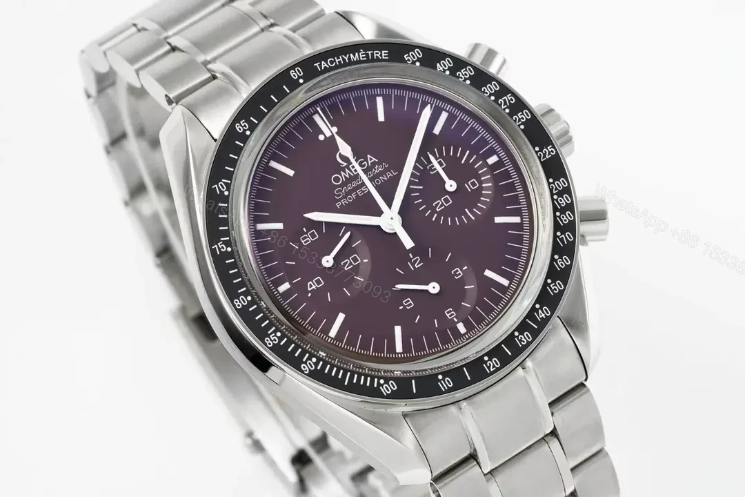 View 3 of Omega Speedmaster Chronograph Men’s Watch Automatic Movement 9300 Burgundy Dial Double Domed Sapphire Crystal Exceptional Water Resistance 44mm Case