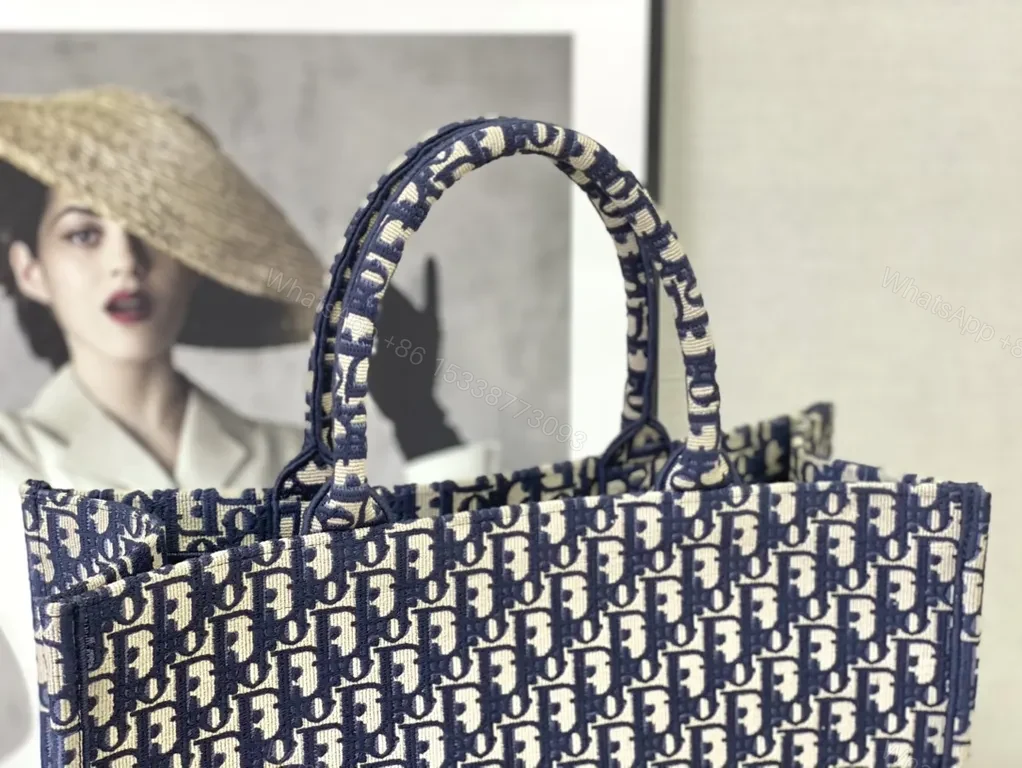 View 8 of Iconic Dior Oblique Tote: Navy Canvas Luxury Everyday Carry