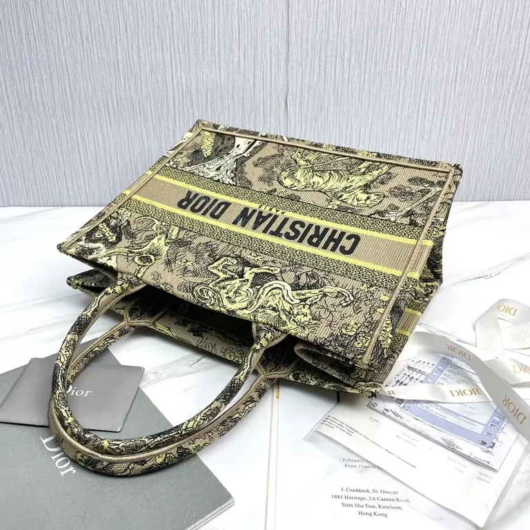 View 5 of Structured Canvas Satchel: Bold Tapestry with Dior Branding